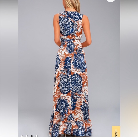 Lulu's Women's High Low Wrap Dress Desert
Trip Rust Orange Floral Print XL - Picture 4 of 13